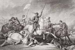 Cromwell leidt een aanval na gewond te zijn aan zijn rechterarm in de Slag bij Marston Moor, 2 juli 1644, uit 